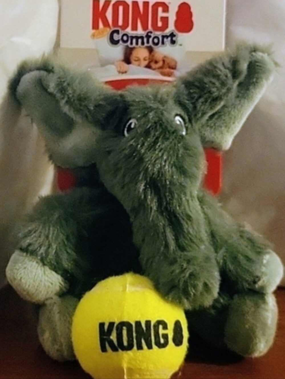 NWT KONG Dog Toy Kiddoz Comfort Fuzzy Elephant Squeaker 5" & Small‎ Kong Ball